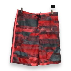 Nike Mens 8.5” Drawstring Swim Trunks with Built-in Briefs, Red, size L